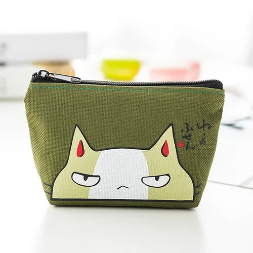 Mini portamonete con stampa di gatti, tessuto Oxford resistente e chiusura a zip, ideale per monete e carte.