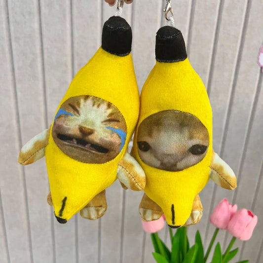 Banana Cat peluche portachiavi da 17cm, giocattolo kawaii con suoni divertenti per borse e chiavi