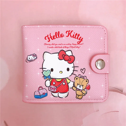 Portafoglio Sanrio con Hello Kitty, Cinnamoroll, My Melody e Kuromi, ideale per monete e carte