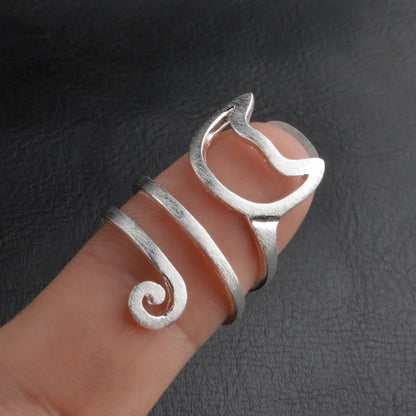 Anello Gatto a spirale per donna in argento artigianale