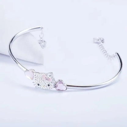 Bracciale Hello Kitty in argento 925 con strass scintillanti