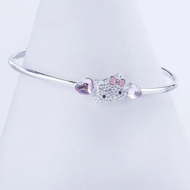 Bracciale Hello Kitty in argento 925 con strass scintillanti