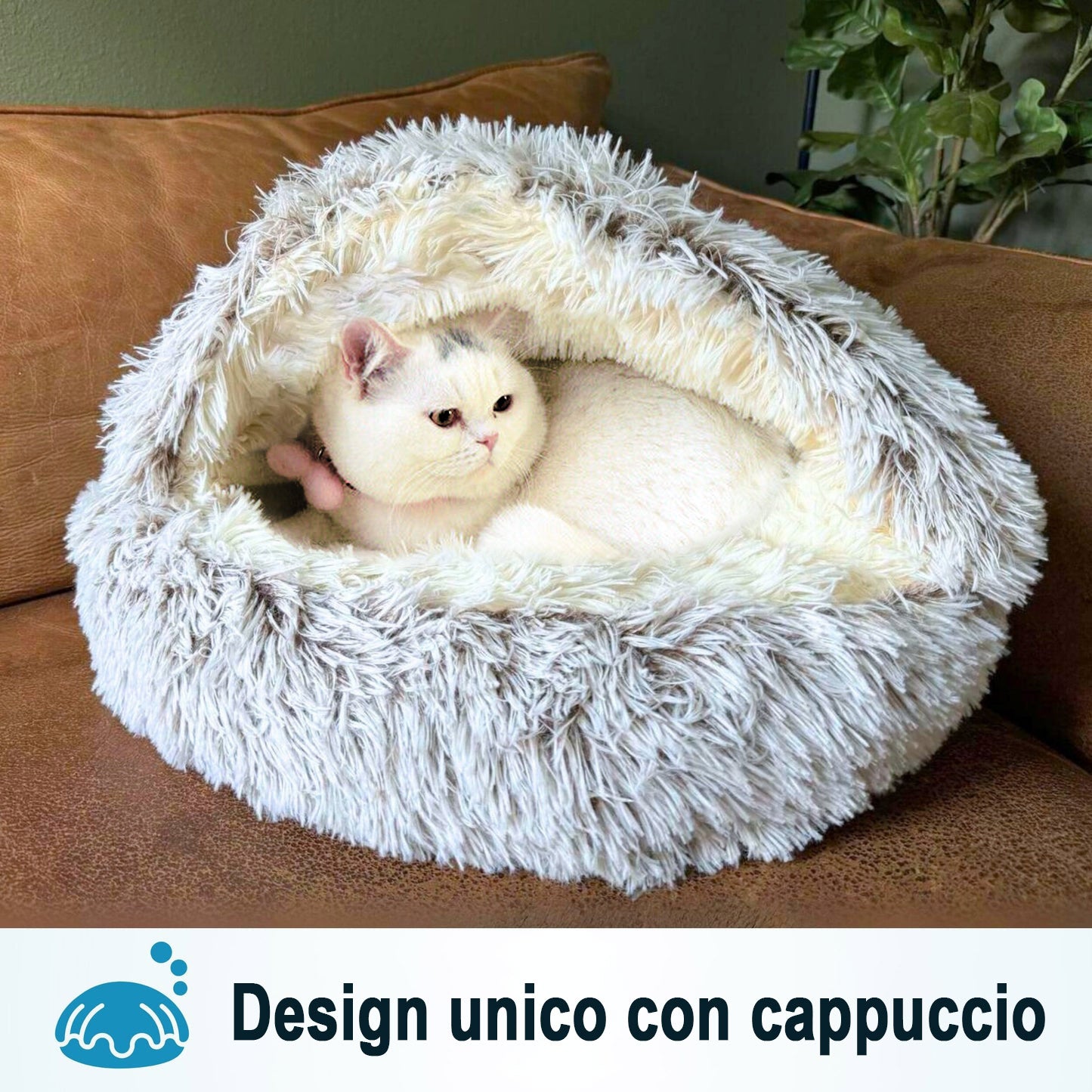 Cuccetta per gatti rotonda in peluche, comfort e supporto ortopedico